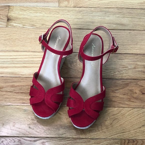 American Eagle Red Wedge Espadrille Sandal - Picture 8 of 8